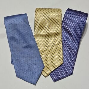 3 Michael Kors Mens Silk Neck Ties Set Lot Blue/Navy Yellow/Navy Blue/Pink Geome